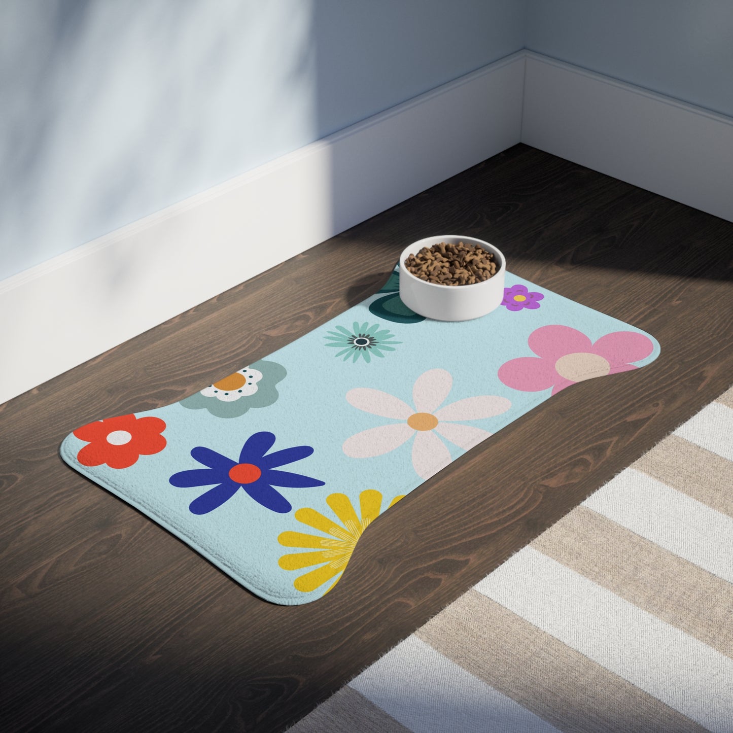 Flowered Bone or Fish Shape Pet Feeding Mats