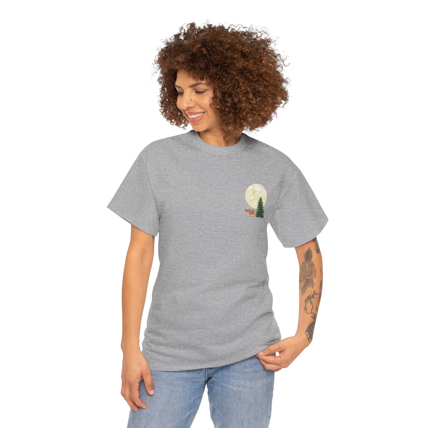 Life is Short, Share the Moon with your Dog, Unisex Heavy Cotton Tee