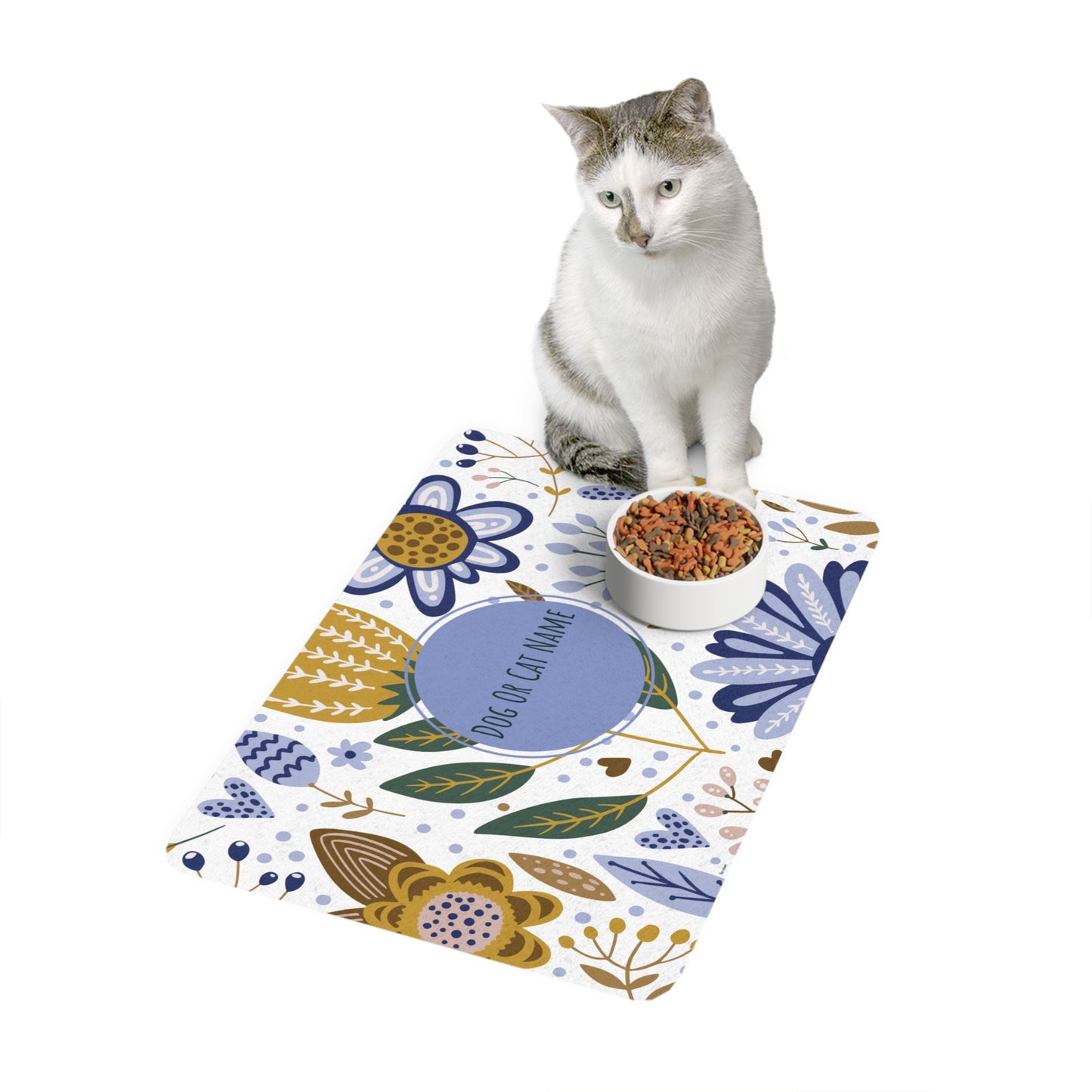 Flowered Personzliaed Dog or Cat Pet Food Mat (12x18)