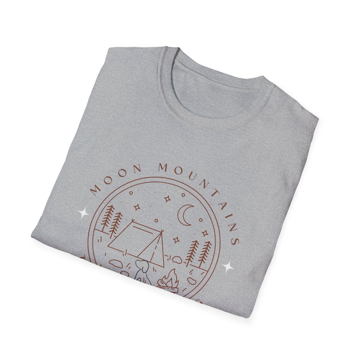 Moon, Mountain, Trees and a Dog T Shirt/Unisex T Shirt/Dog Theme T Shirt