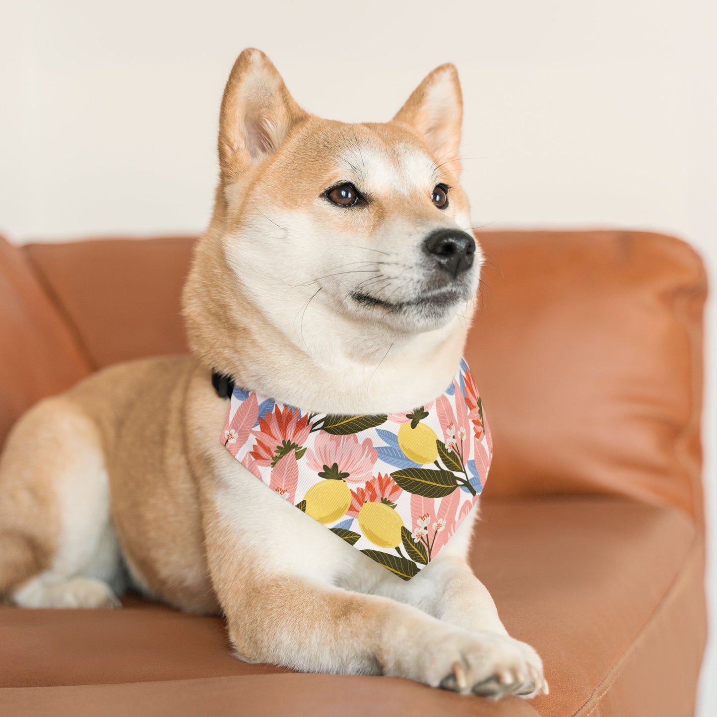 Lemon Flowered Pet Bandana Collar/Cute Pet Bandana/Pet Collar