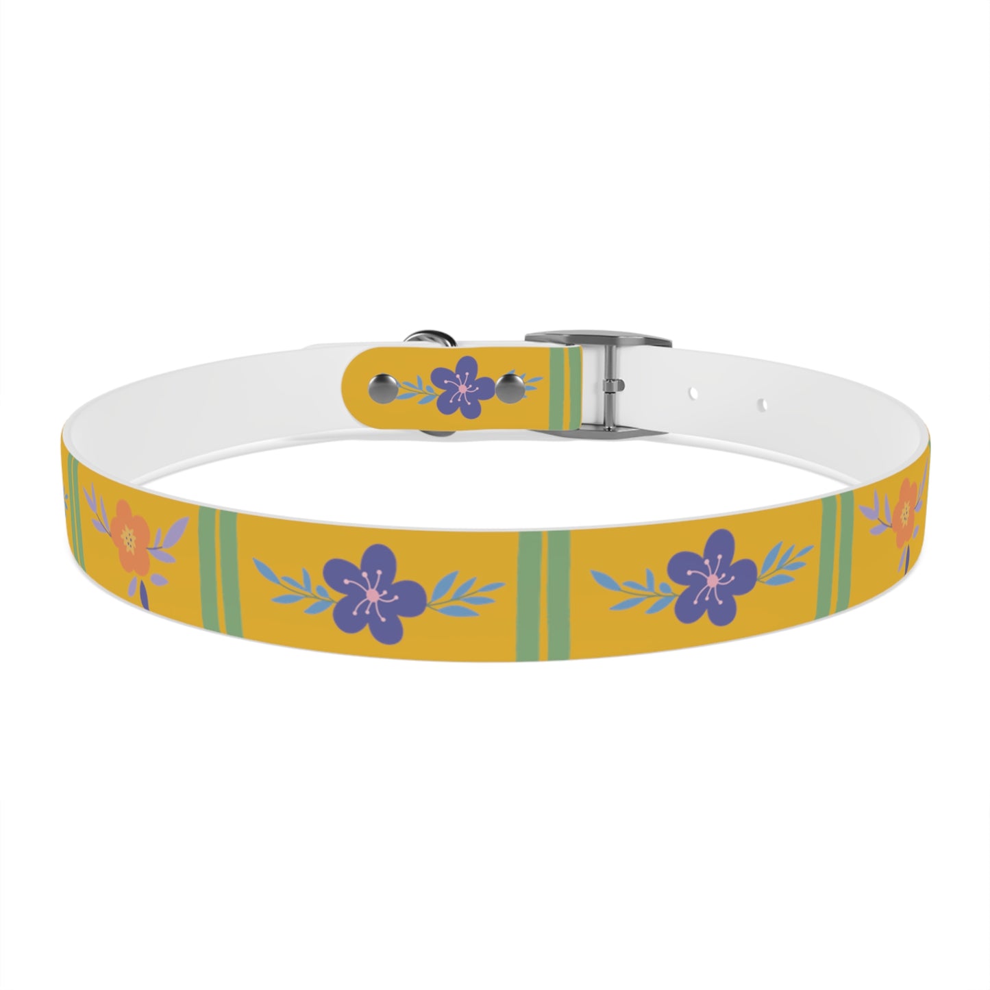 Yellow Flowered Dog Collar/Waterproof Dog Collar/Bright See at Night Collar/Odor Free Color