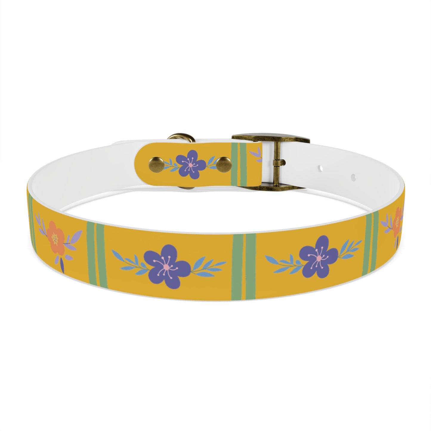 Yellow Flowered Dog Collar/Waterproof Dog Collar/Bright See at Night Collar/Odor Free Color