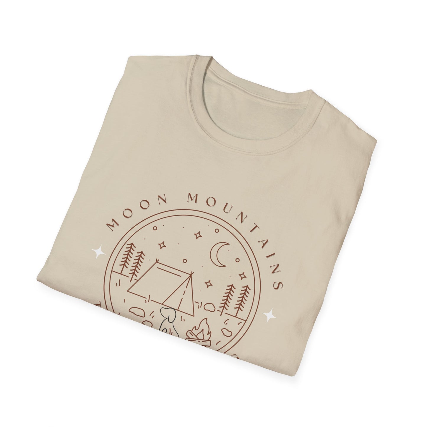 Moon, Mountain, Trees and a Dog T Shirt/Unisex T Shirt/Dog Theme T Shirt