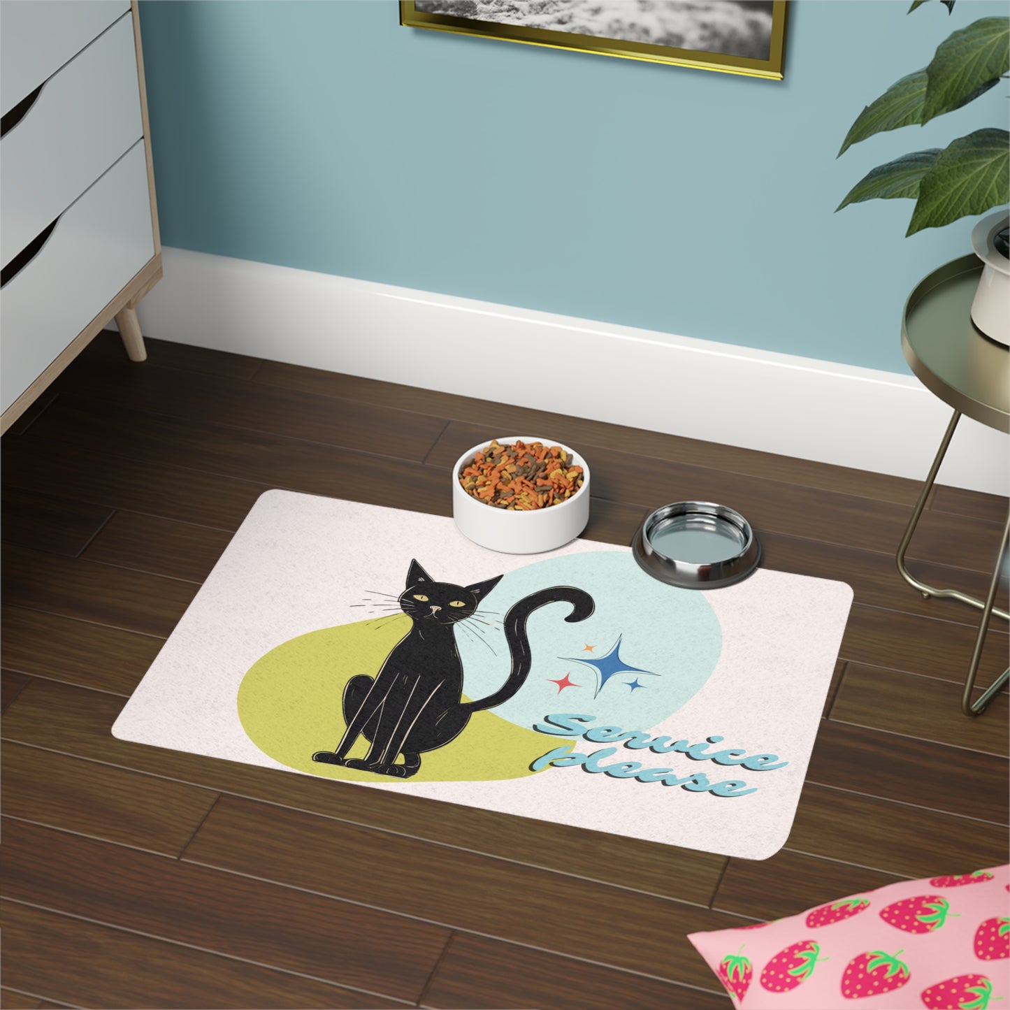 Cool Cat Retro Pet Bowl Mat (12x18)