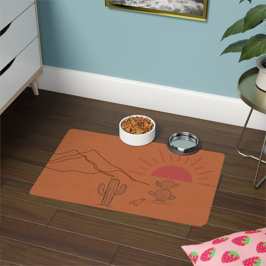 Desert Theme Pet Food Bowl Feeding Mat (12x18)