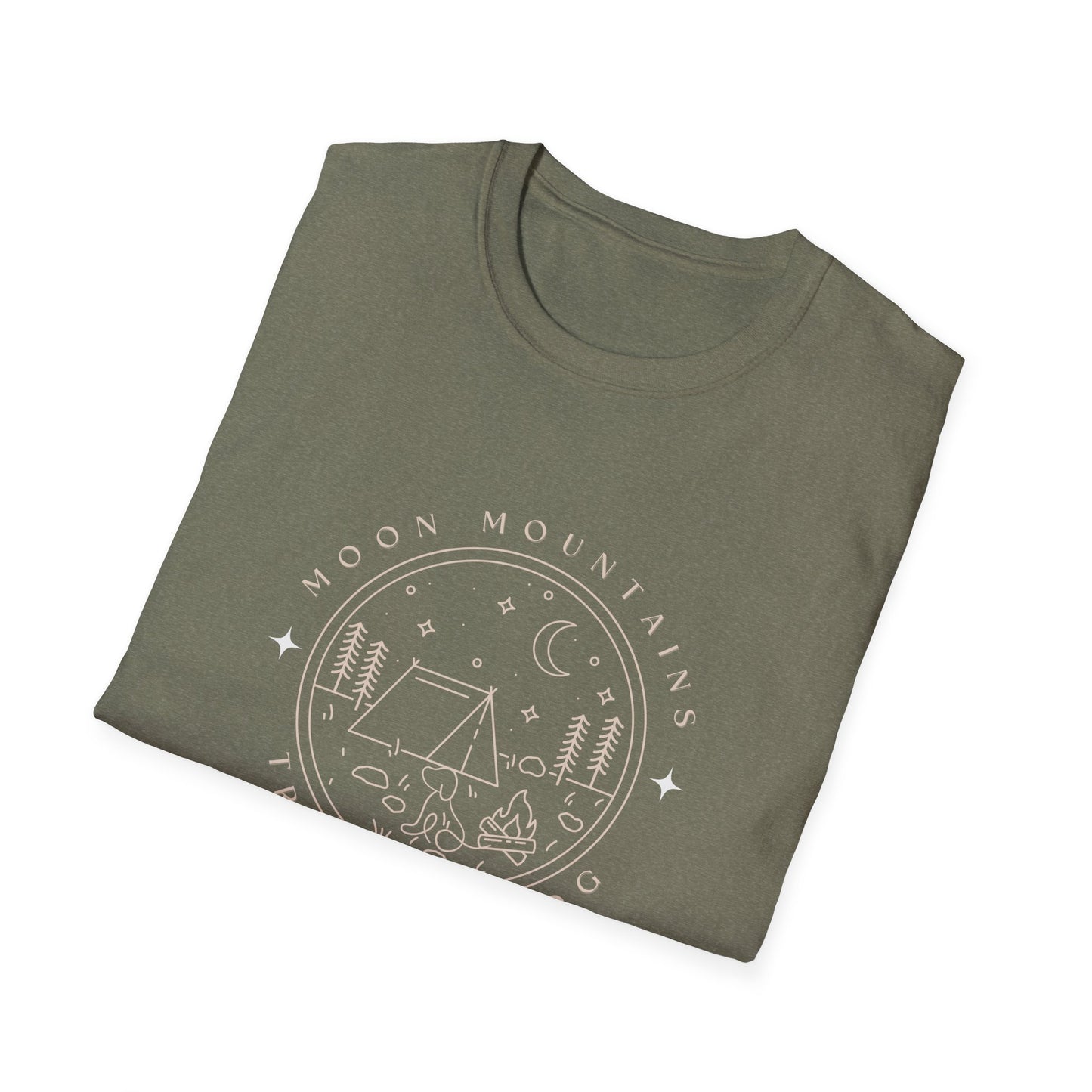 Moon, Mountain, Trees and a Dog T Shirt/Unisex T Shirt/Dog Theme T Shirt