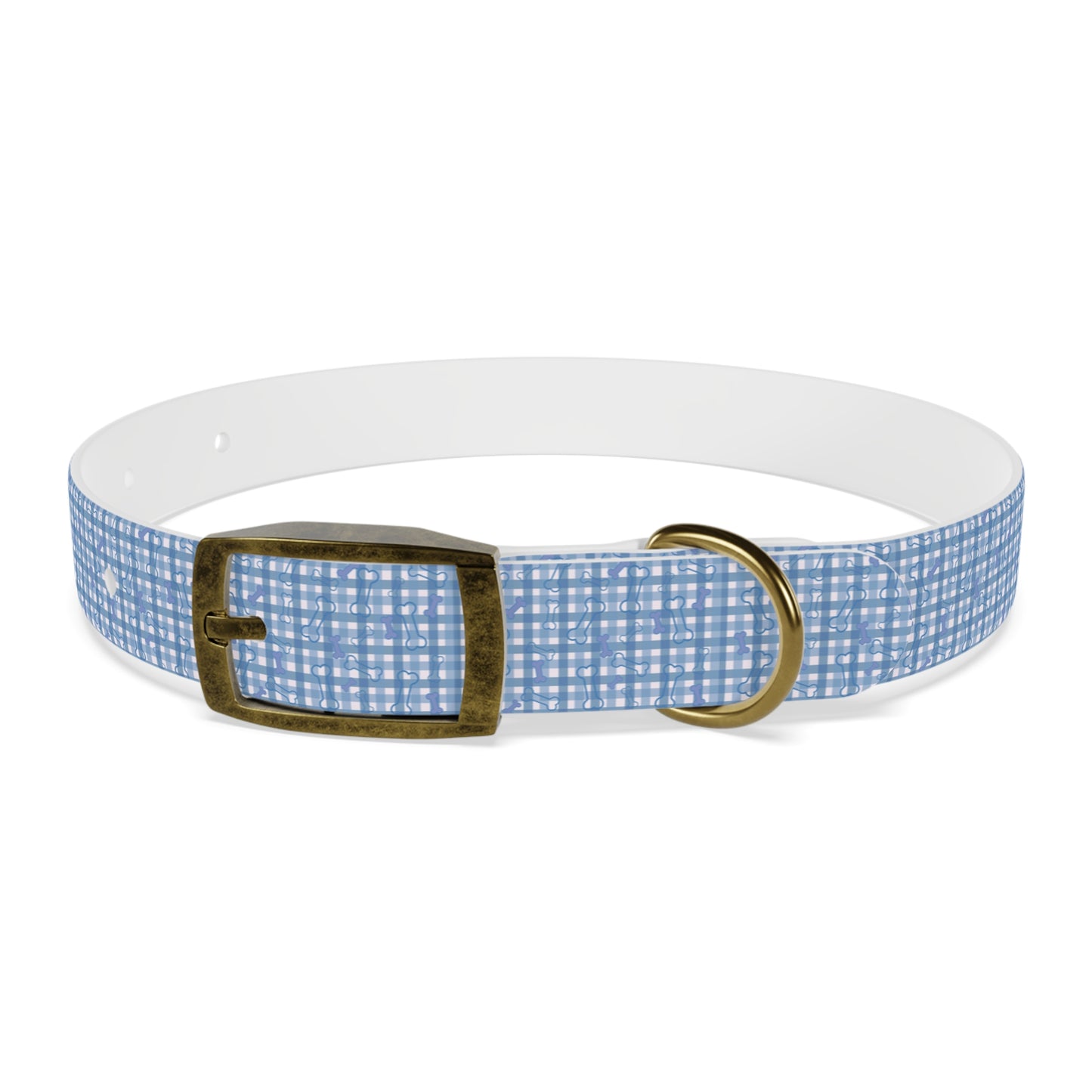 Blue Plaid/Bone Waterproof Dog Collar