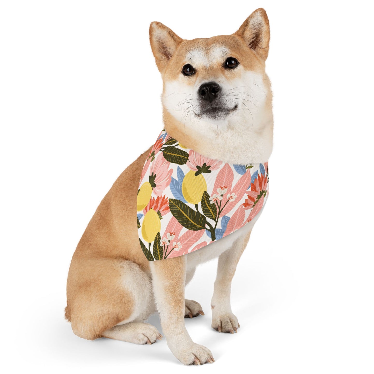 Lemon Flowered Pet Bandana Collar/Cute Pet Bandana/Pet Collar