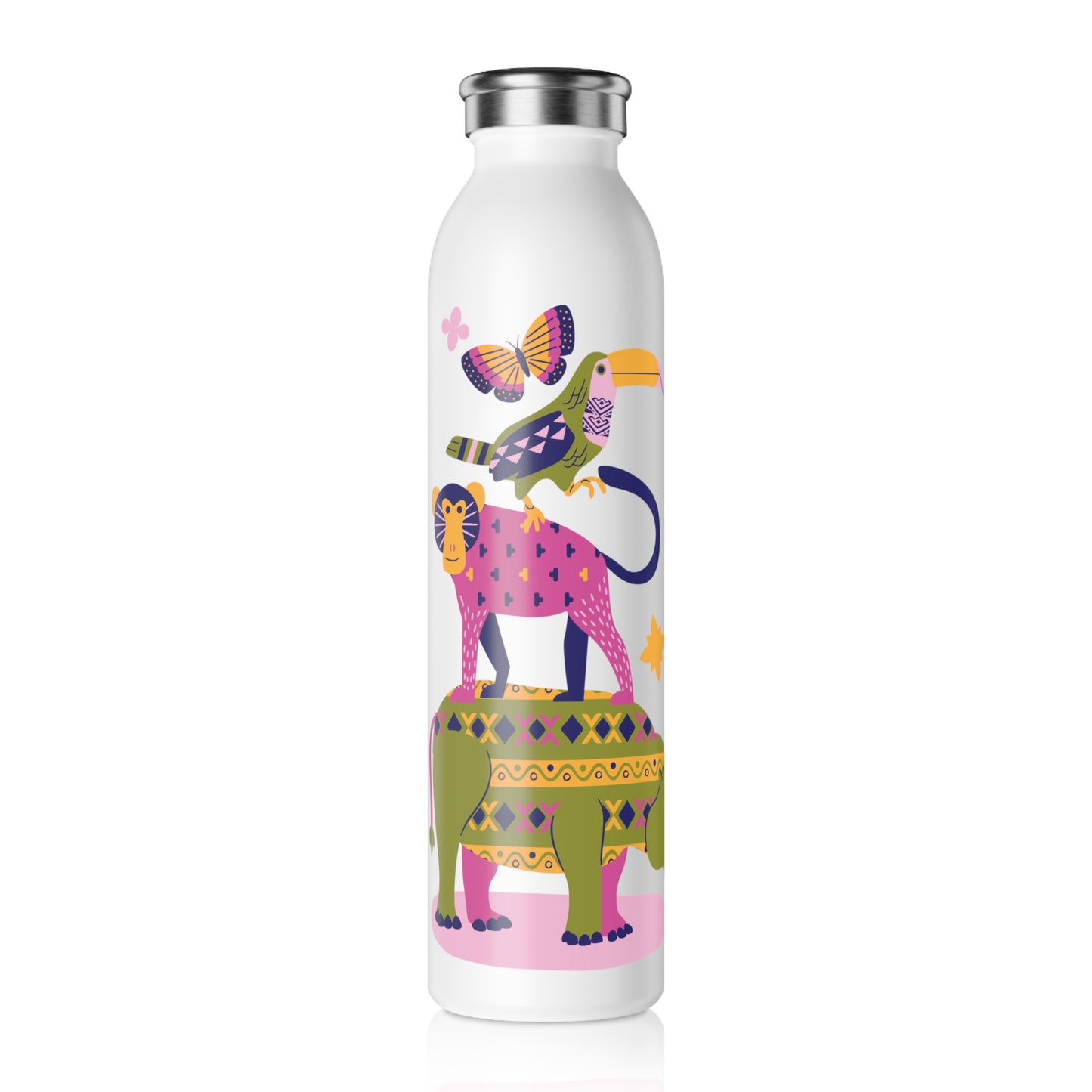 Personalized Stacked Animal Slim Water Bottle/Personalized water bottle/Cold/Hot Water Bottle