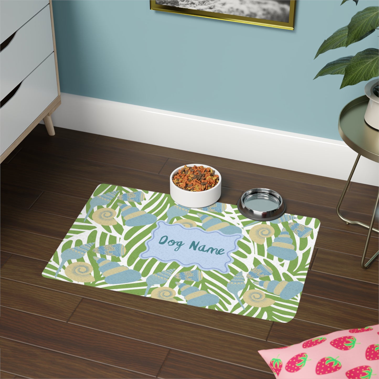 Tropical personalized Dog or Cat Pet Food Mat (12x18)