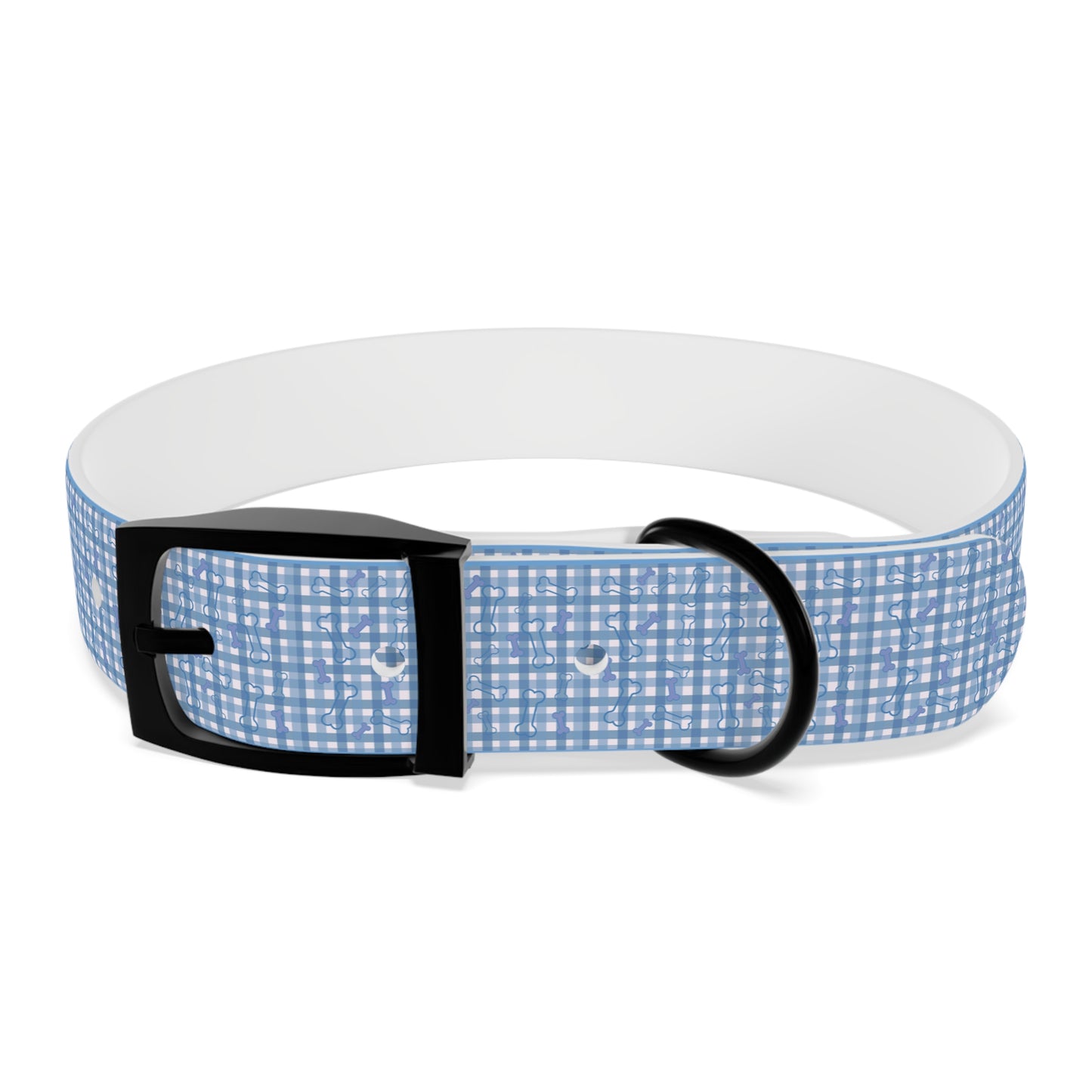 Blue Plaid/Bone Waterproof Dog Collar