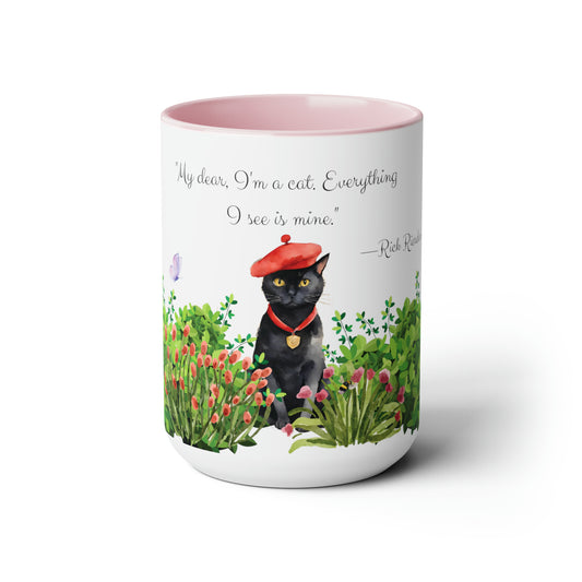 My Dear I'm A Cat/Cat Themed Two-Tone Coffee Mugs, 15oz/Cat Design Mug/Coffee Mug/Cute Cat Mug