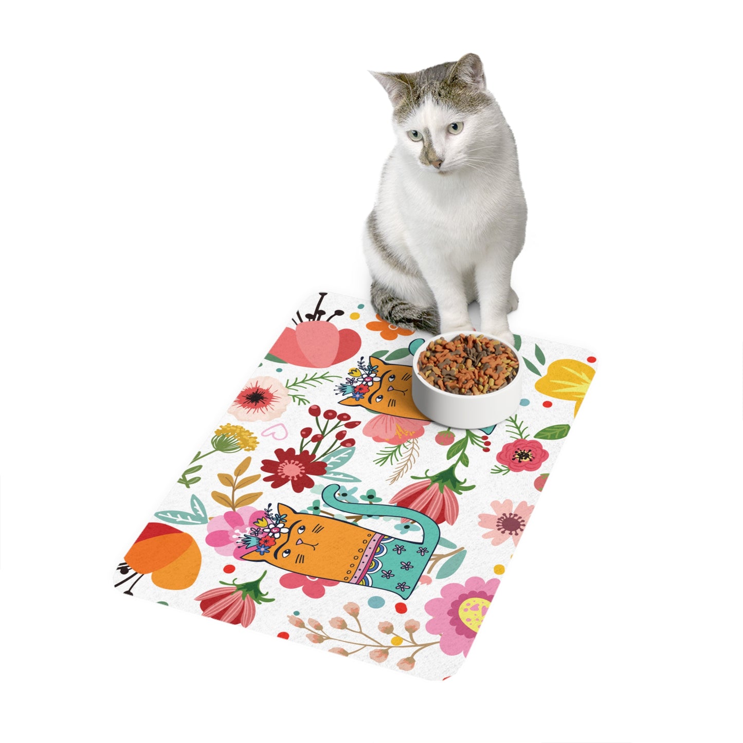 Flowered Frida Cat Pet Food Mat (12x18)