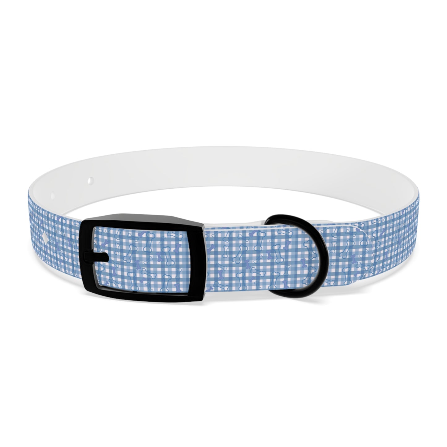 Blue Plaid/Bone Waterproof Dog Collar