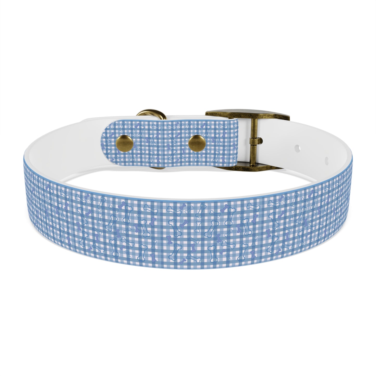 Blue Plaid/Bone Waterproof Dog Collar