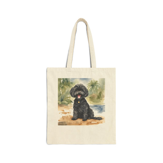 Doodle Cotton Canvas Tote Bag/Dog Tote/Doodle Tote