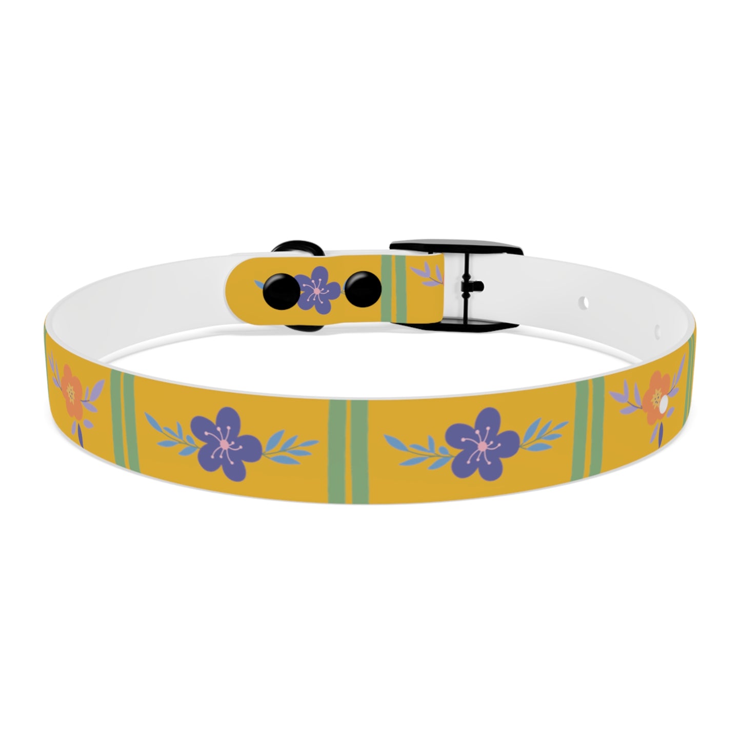 Yellow Flowered Dog Collar/Waterproof Dog Collar/Bright See at Night Collar/Odor Free Color