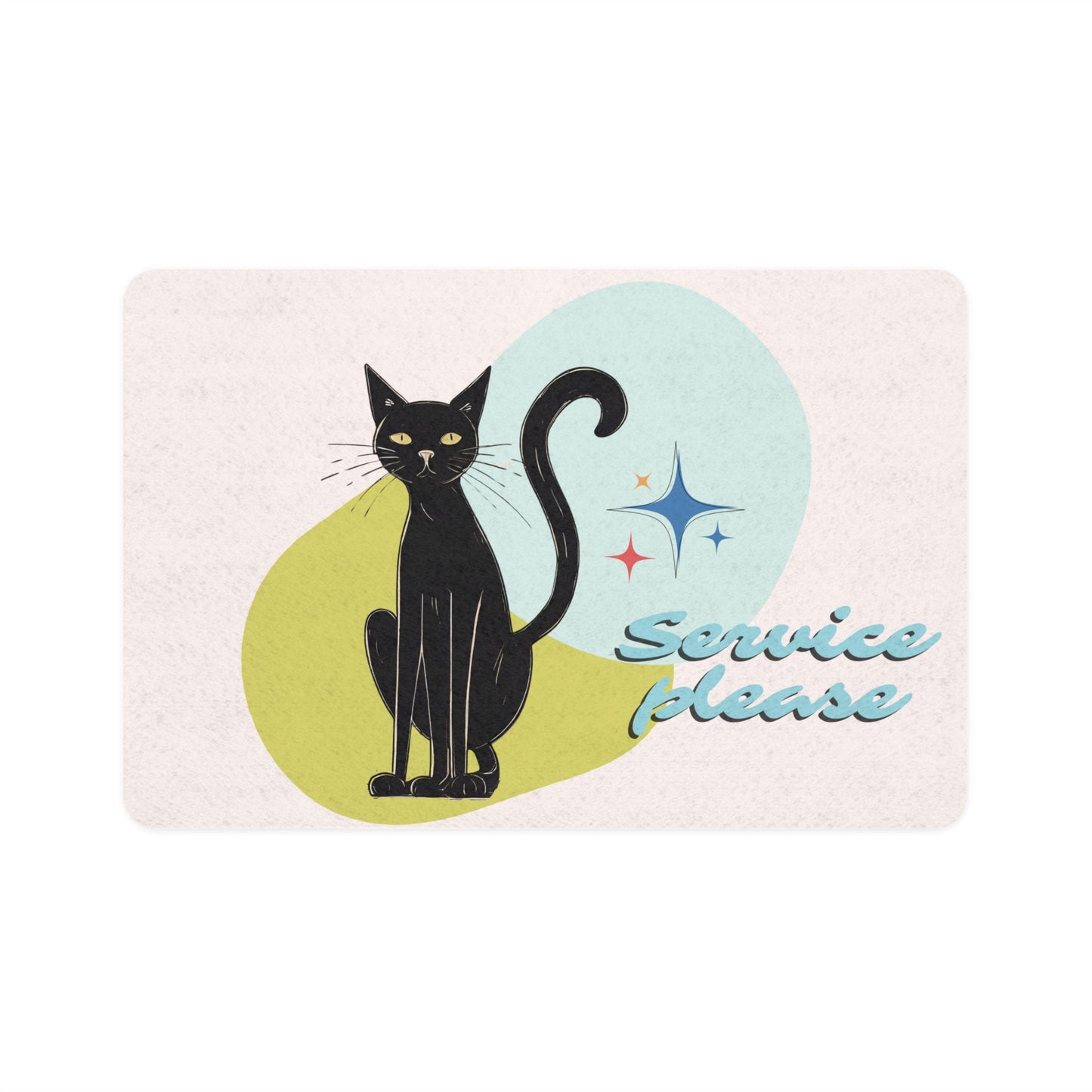 Cool Cat Retro Pet Bowl Mat (12x18)