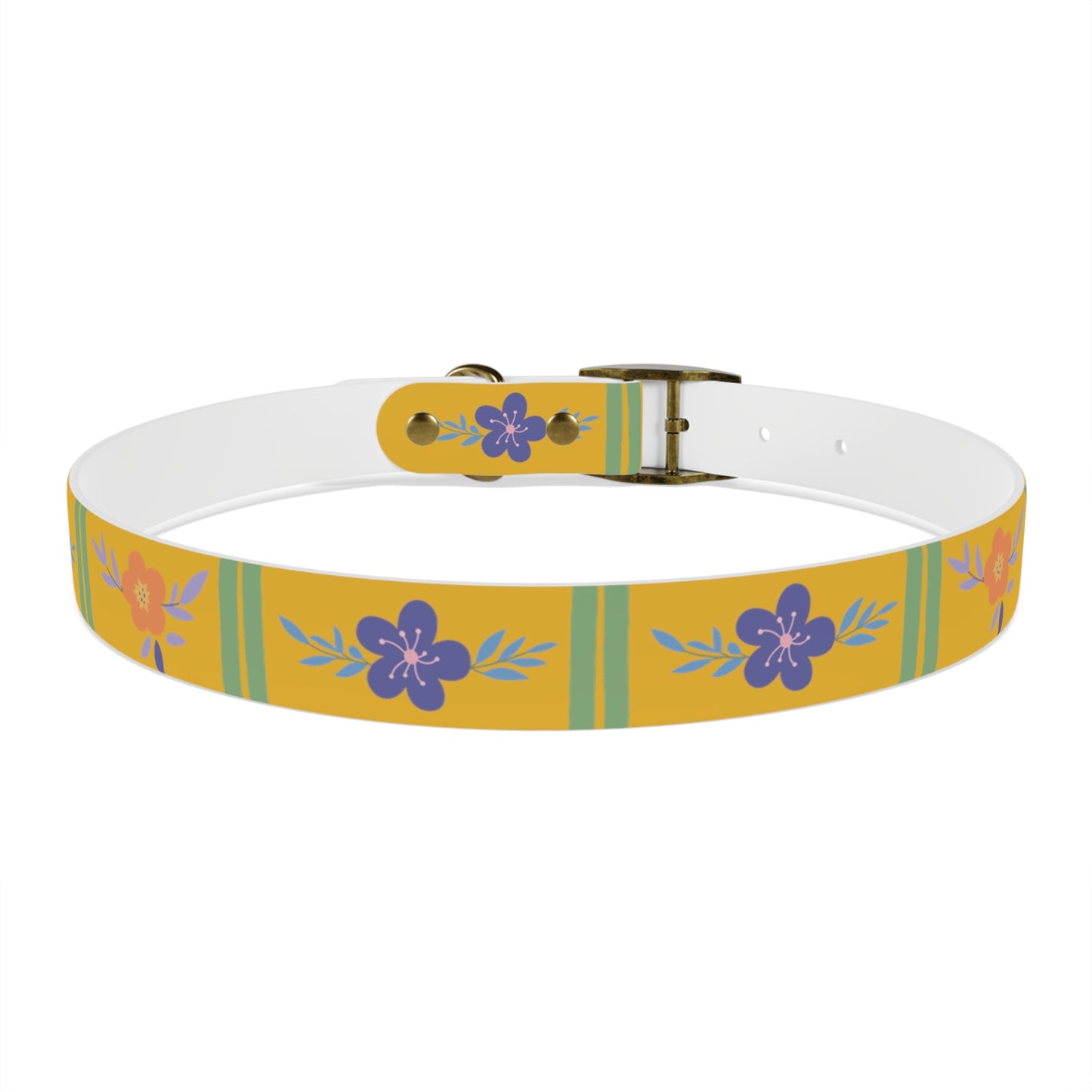 Yellow Flowered Dog Collar/Waterproof Dog Collar/Bright See at Night Collar/Odor Free Color