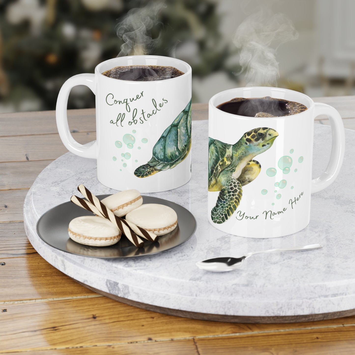 Turtle Themed Mug/Conquer All Obstacles Personalized Mug/Ceramic Mugs (11oz\15oz\20oz)