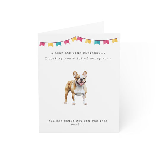 Frenchie Mom Birthday Card/Dog ThemedGreeting Cards (1, 10, 30, and 50pcs)