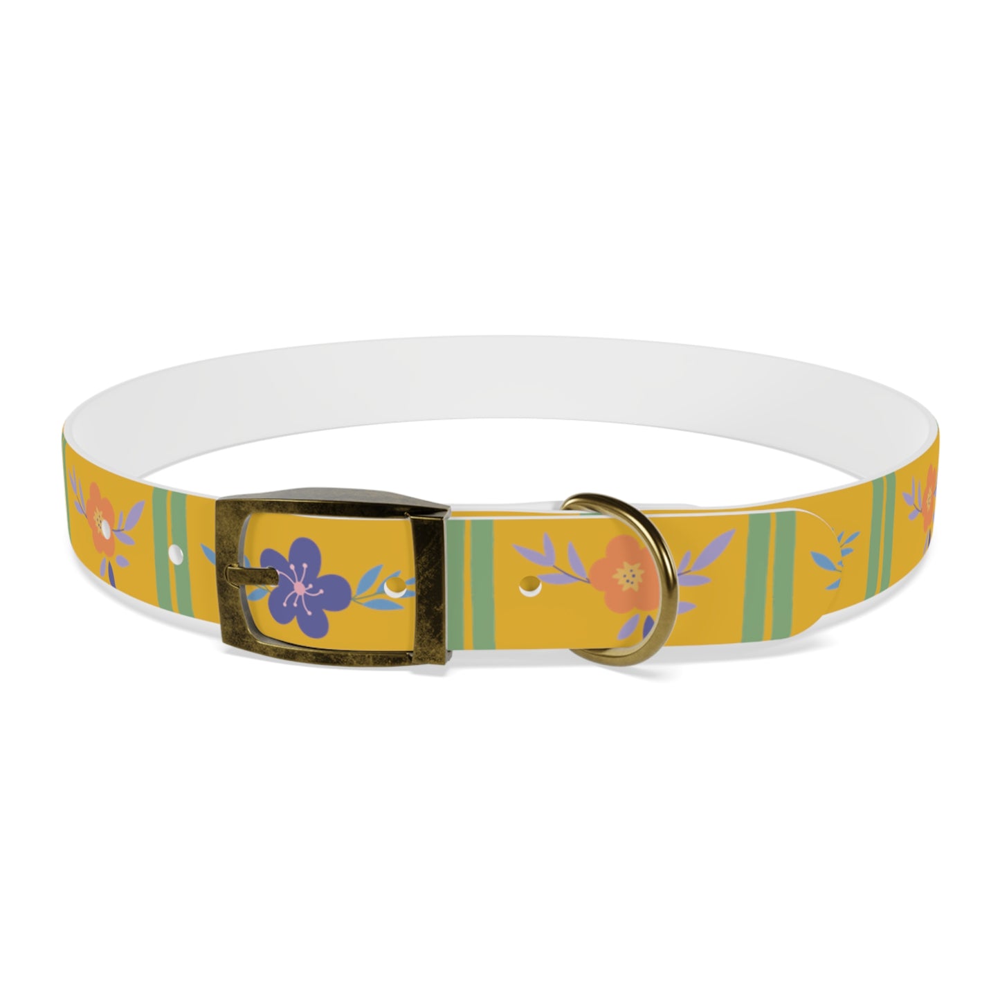 Yellow Flowered Dog Collar/Waterproof Dog Collar/Bright See at Night Collar/Odor Free Color