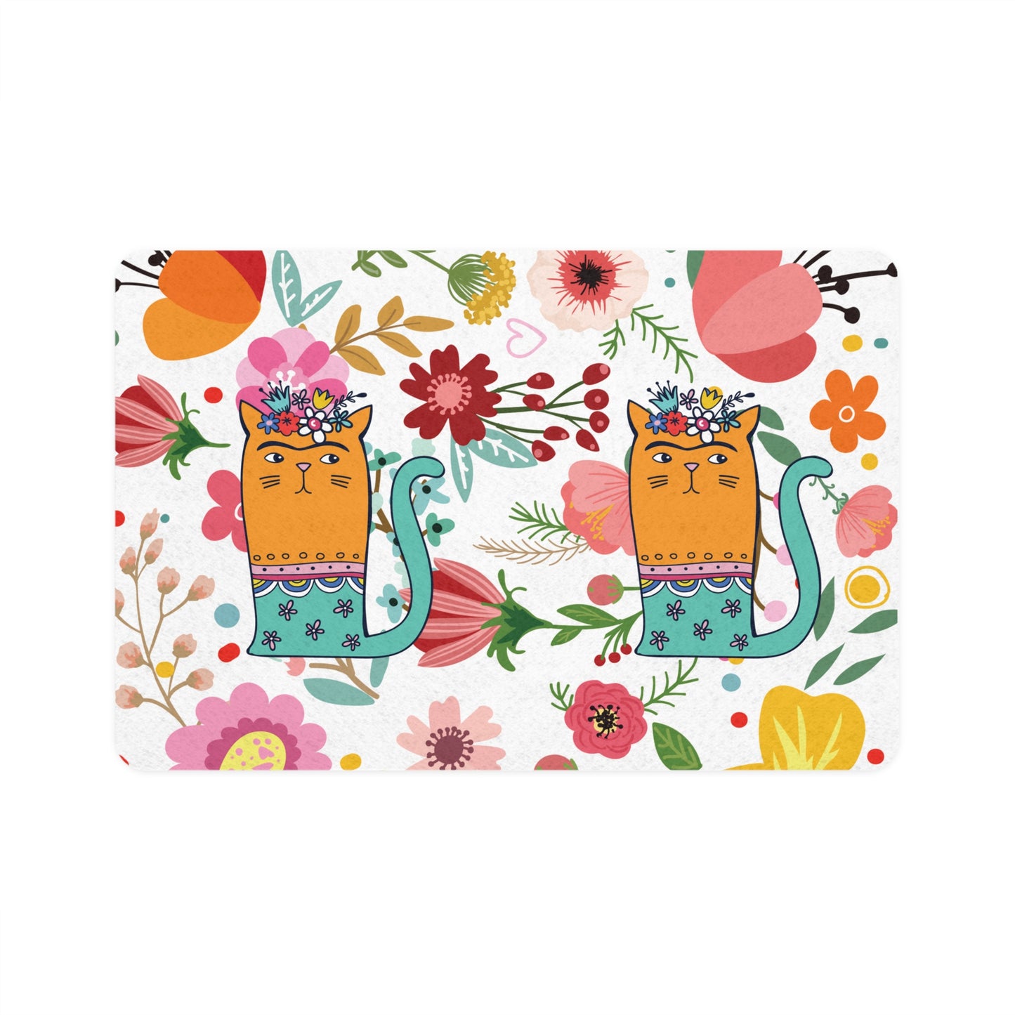 Flowered Frida Cat Pet Food Mat (12x18)