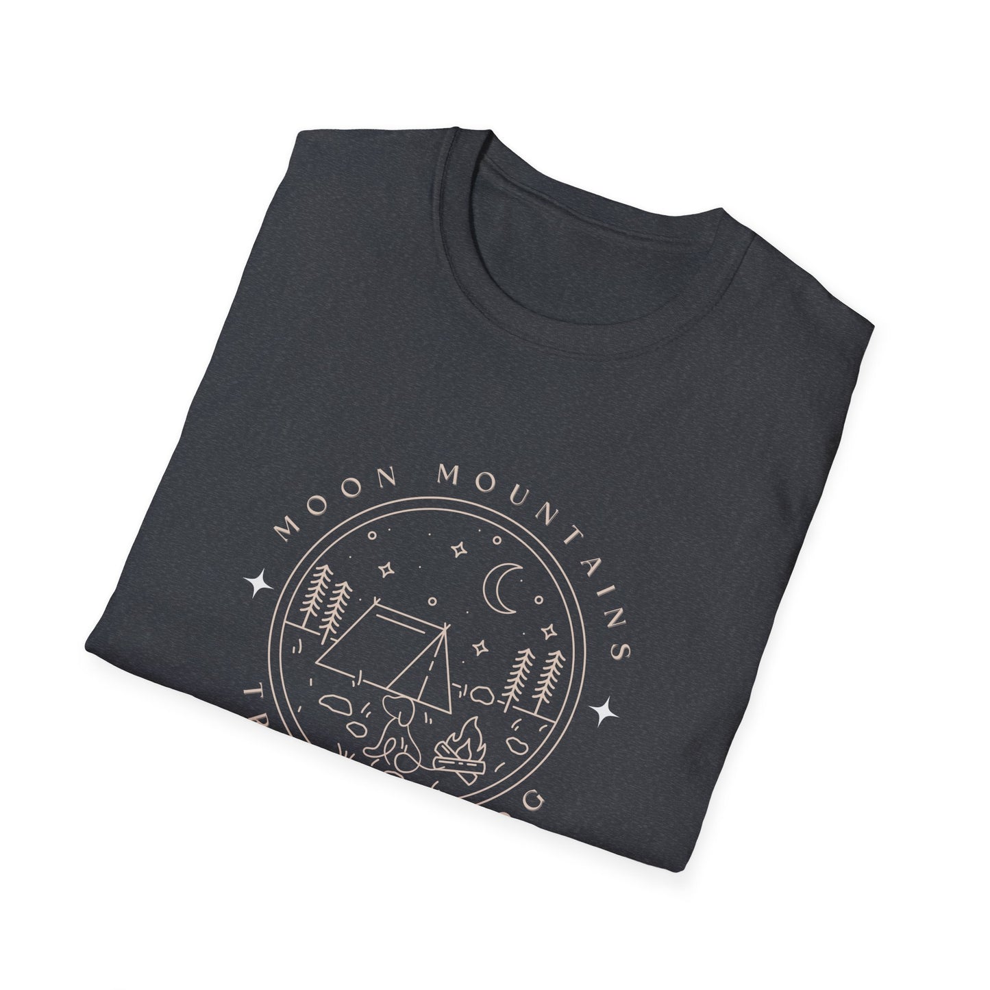 Moon, Mountain, Trees and a Dog T Shirt/Unisex T Shirt/Dog Theme T Shirt