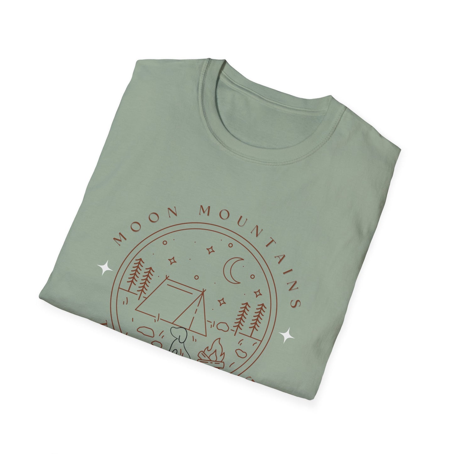 Moon, Mountain, Trees and a Dog T Shirt/Unisex T Shirt/Dog Theme T Shirt