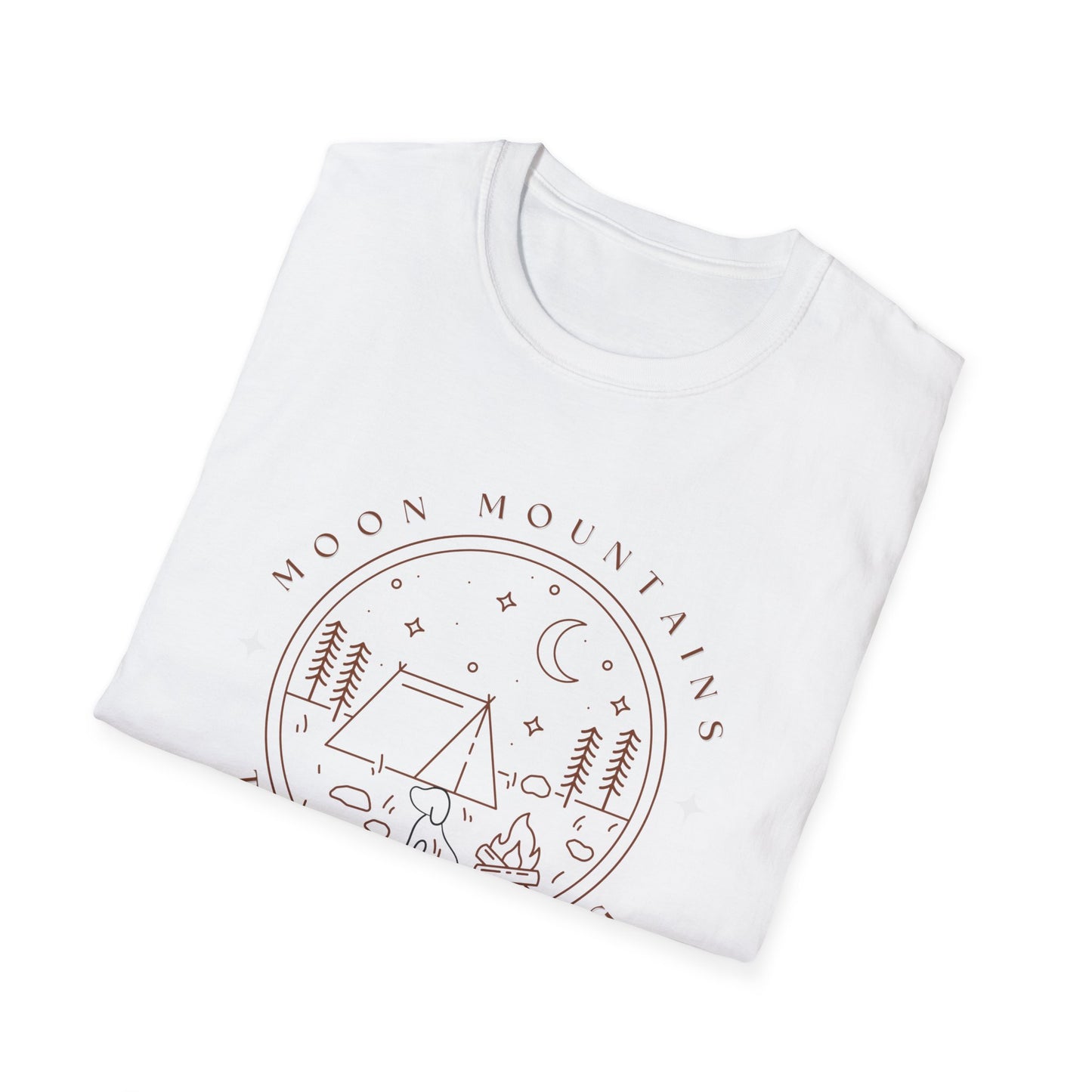 Moon, Mountain, Trees and a Dog T Shirt/Unisex T Shirt/Dog Theme T Shirt