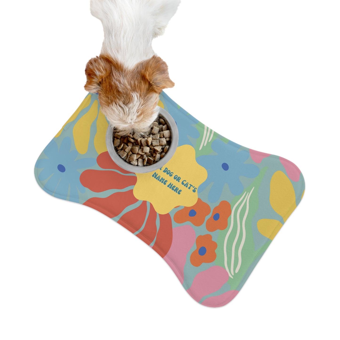 Mod Flower Bone Shaped Pet Feeding Mats