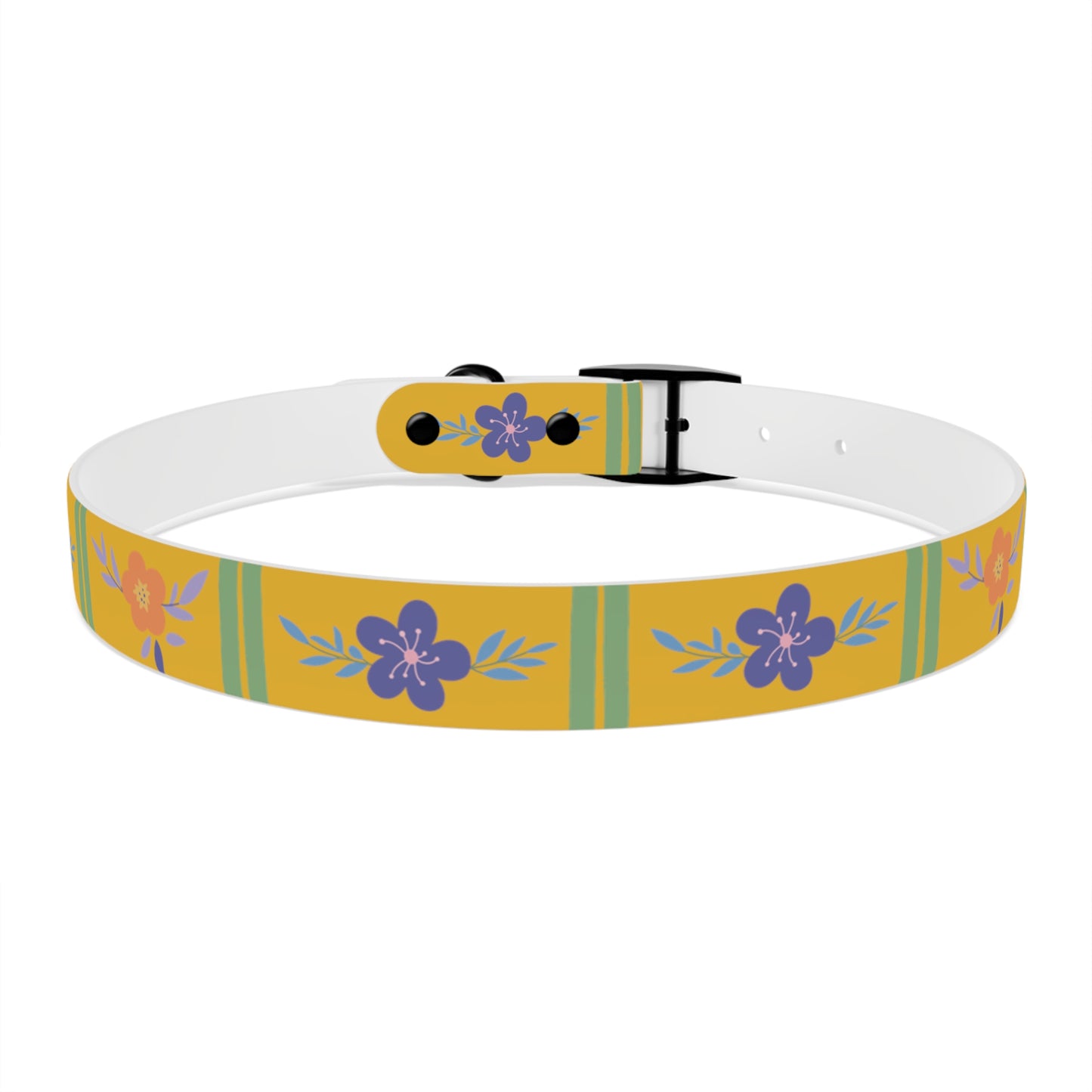 Yellow Flowered Dog Collar/Waterproof Dog Collar/Bright See at Night Collar/Odor Free Color