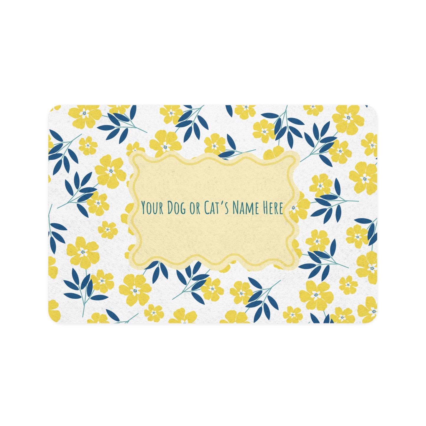 Personalized Flowered Dog or Cat Pet Food Mat (12x18)