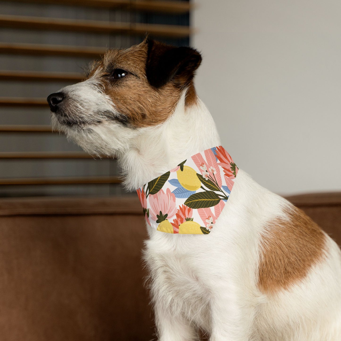 Lemon Flowered Pet Bandana Collar/Cute Pet Bandana/Pet Collar