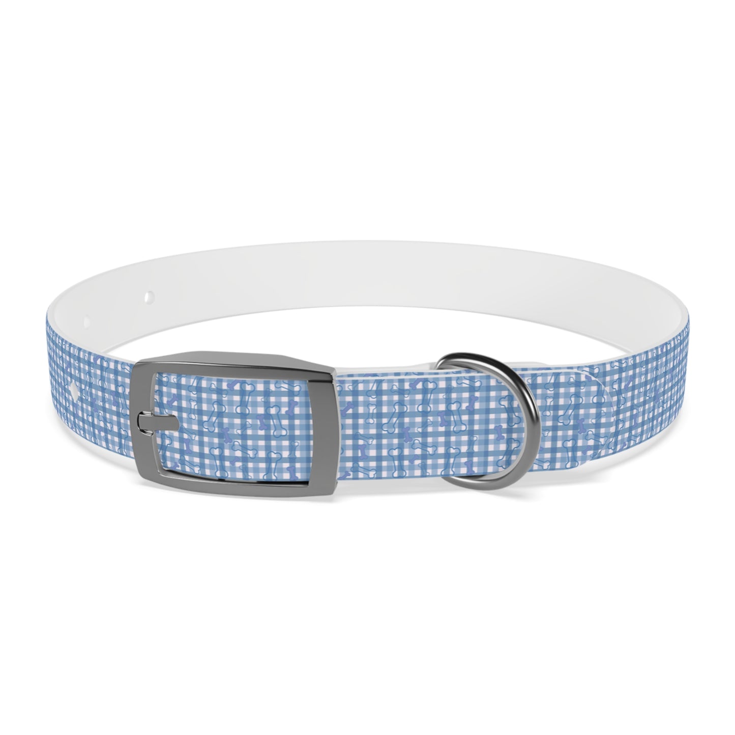 Blue Plaid/Bone Waterproof Dog Collar