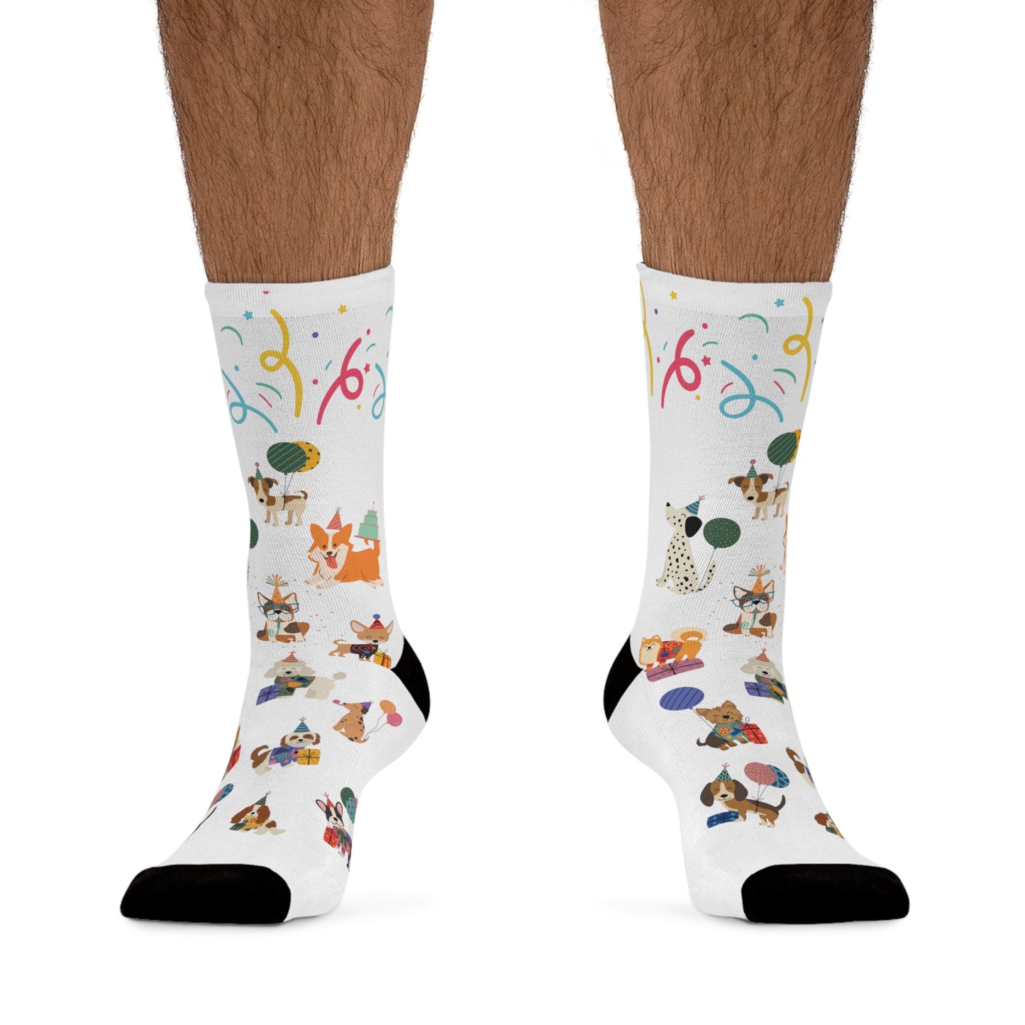 Birthday Pup Recycled Poly Socks/Birthday Socks/Recycled Socks/Dog Print Socks