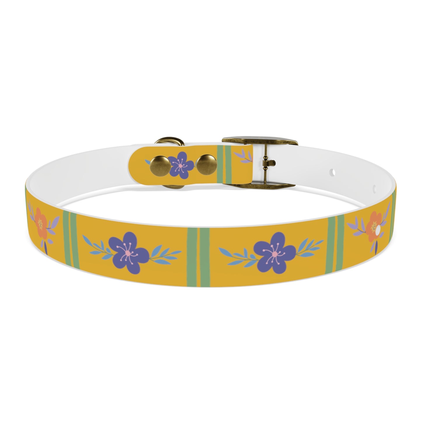 Yellow Flowered Dog Collar/Waterproof Dog Collar/Bright See at Night Collar/Odor Free Color