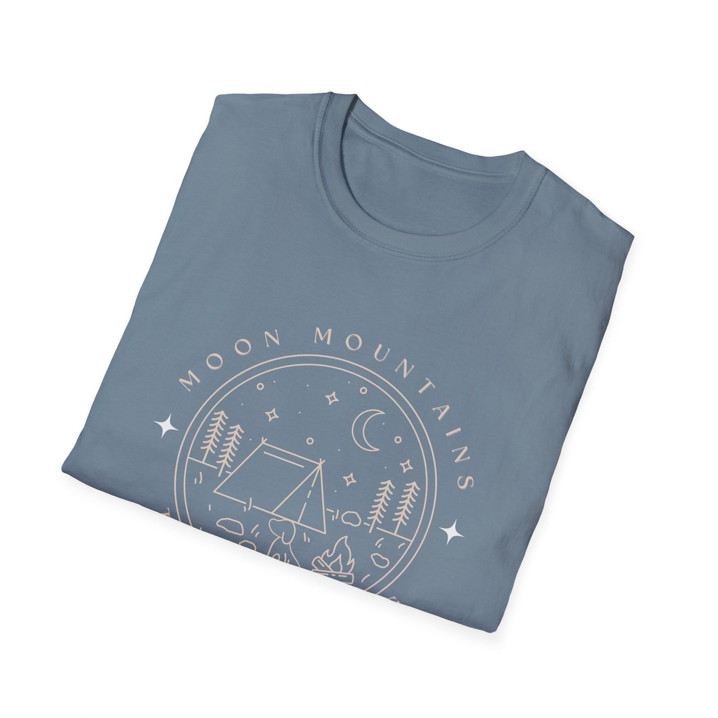 Moon, Mountain, Trees and a Dog T Shirt/Unisex T Shirt/Dog Theme T Shirt