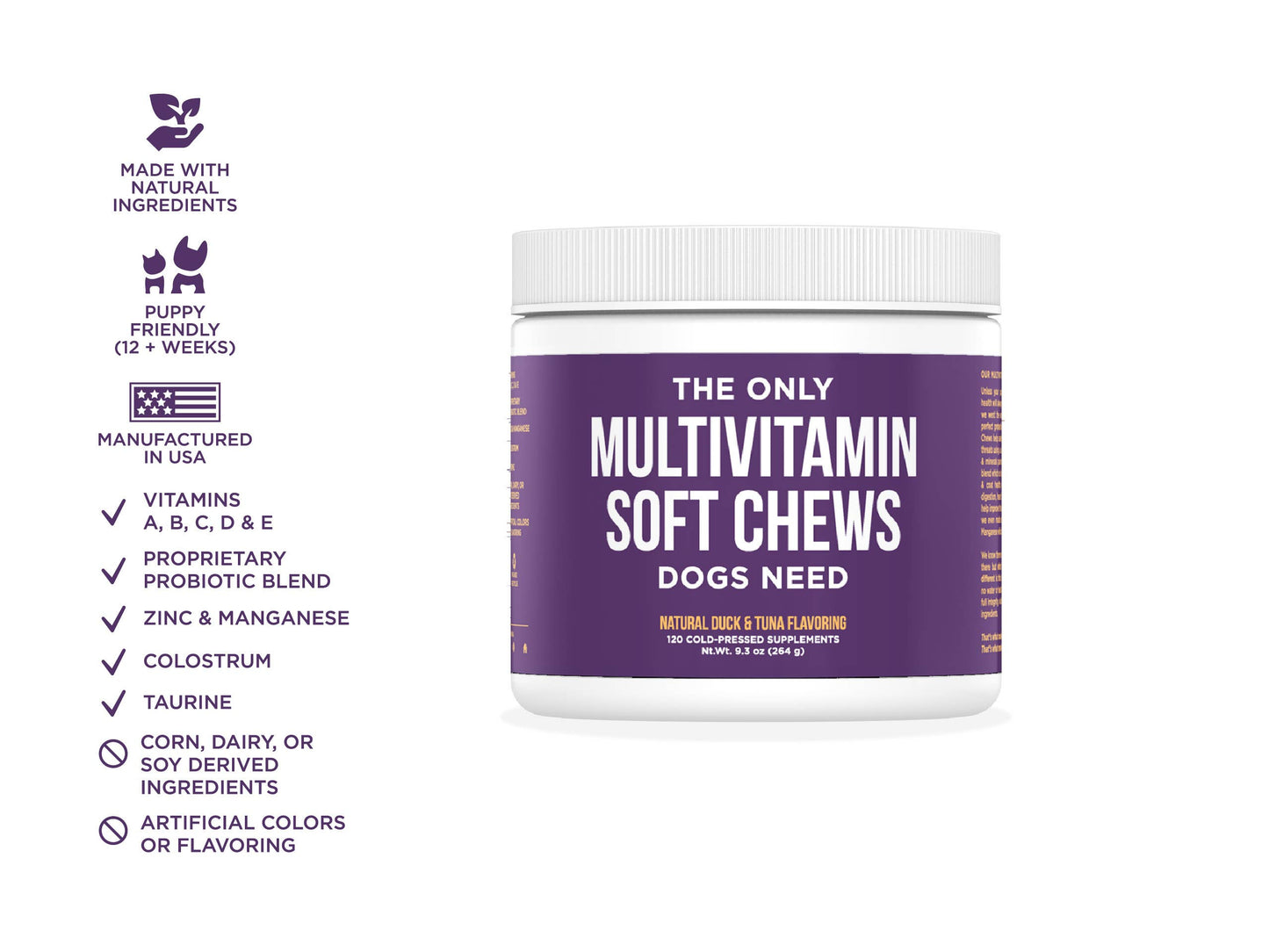 The Only Multivitamin Soft Chews Dogs Need: 120 count jar