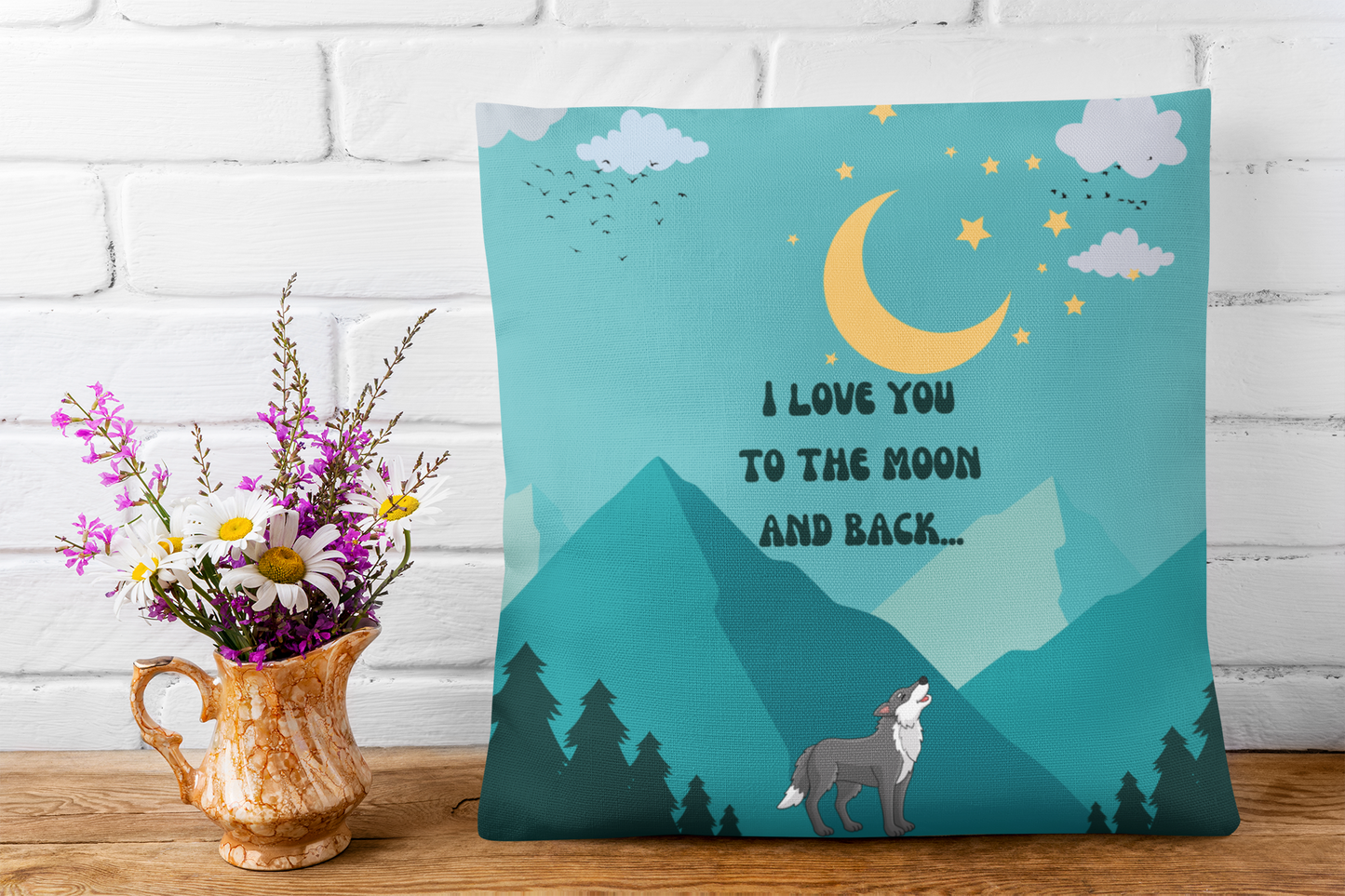 I Love You to The Moon And Back Waterproof Pillow/Nursery Pillow/Home Decor/Cute Home Decor Pillow